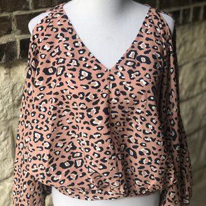 Mauve Cheetah Print Puff Sleeve Top